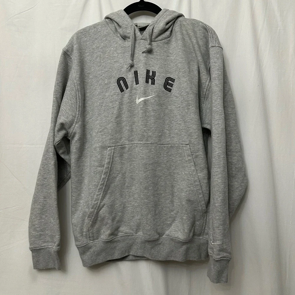 Nike Mens Gray Arched Logo Fleece Pullover Hoodie Sweatshirt Medium F20307STY
